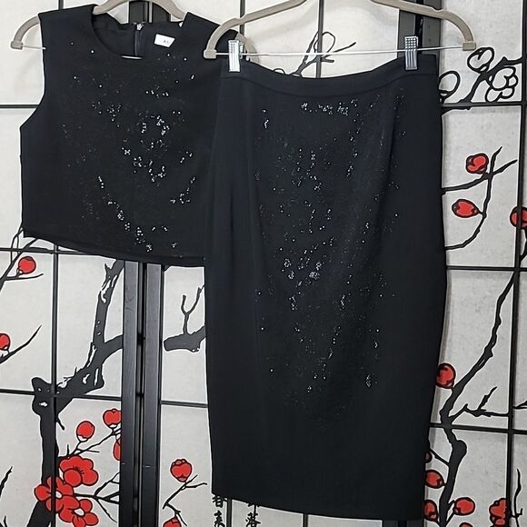 A.L.C. Julian Black Sequin Midi Skirt Set Size 4 - Picture 5 of 8
